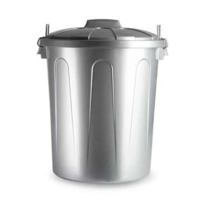 Afbeelding van Kunststof afvalemmers/vuilnisemmers zilver 51 liter met deksel Prullenbakken