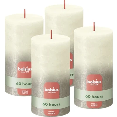 Afbeelding van Bolsius Rustieke kaars Sunset 4 Stuks Fading Metallic Ivoor + Champagne 13cm
