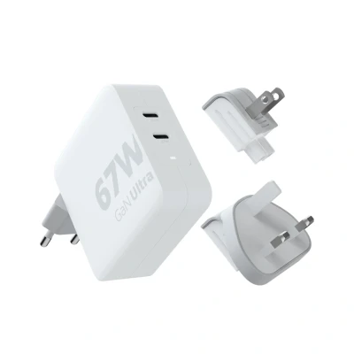 Afbeelding van Xtorm Gan Ultra USB 2 C Snellader 67W Wit + Adapter Kabel