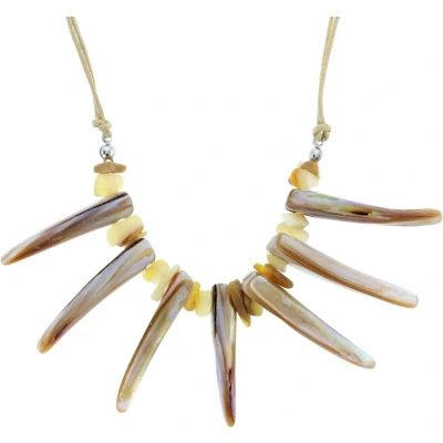 Afbeelding van Behave Beige ketting van touw met schelpen hangers
