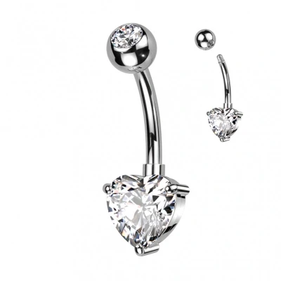 Afbeelding van Piercing titanium hartje steen