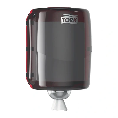 Afbeelding van Tork Combi Rol Poetspapier Dispenser Kunststof Zwart/Rood W2 653008
