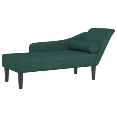 Afbeelding van vidaXL Chaise longue met kussens stof donkergroen