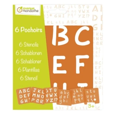Afbeelding van Avenue Mandarine 42450MD Set (met 6 sjablonen, 15 x cm, geschikt voor kinderen vanaf 3 jaar, vilt en kleurpotloden, kleuren of kleurbommen, alfabet), pack