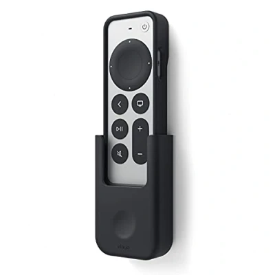 Afbeelding van elago Apple TV Houder Compatibel met 4K Siri Afstandsbediening 2e Generatie (2021) Herbruikbare Gel Pad Of Schroef Montage Opties, Muurbevestiging, Duurzaam Materiaal (Zwart)