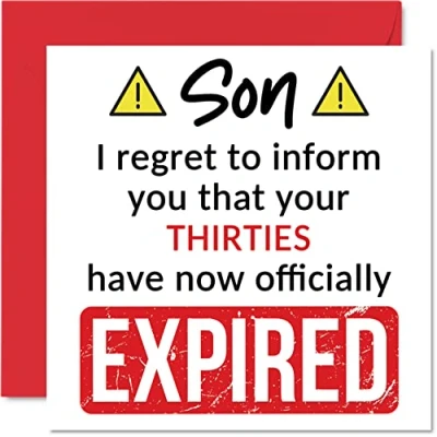 Afbeelding van Grappige 40e verjaardagskaarten voor zoon uw jaren dertig zijn verlopen Gelukkige verjaardagskaart van mama papa ouders, 145mm x Banter Joke Humor Bday wenskaarten cadeau