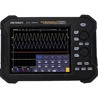 Afbeelding van VOLTCRAFT DSO 5104H Handoscilloscoop 100 MHz 4 kanaals 1 GSa/s 40 Mpts 14 Bit Digitaal geheugen (DSO), Handapparaat stuk(s)