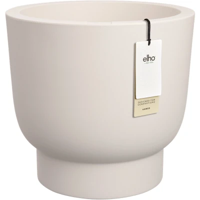 Afbeelding van Elho Amber Grail 40 Bloempot voor Binnen &amp; Buiten 100% Gerecycled Plastic Ø 38 x H 36 cm Linnen Wit