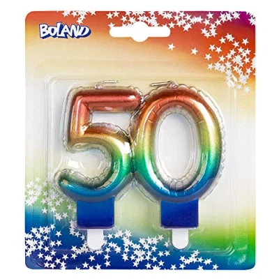 Afbeelding van Boland Kaarsje &#039;50&#039; Regenboog 50 Multi