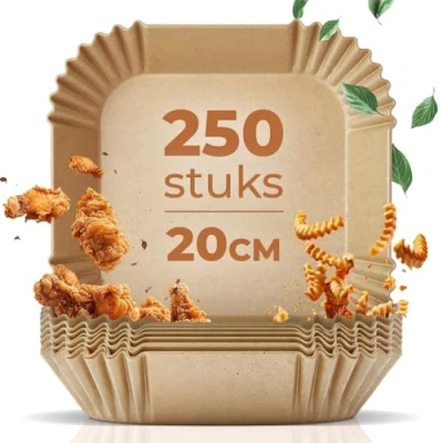 Afbeelding van Fentic Airfryer Bakpapier 250 stuks 16 20cm Geschikt voor Philips, Cosori, Ninja, Tefal, Cecotec Accessoires Airfryers