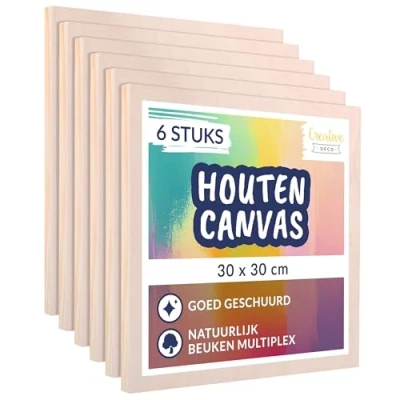 Afbeelding van Creative Deco Houten Schilderborden Set van 6 Stuks 30 x cm Multiplex Canvas Paneel voor het Schilderen Gepeperde Mixed Media Ambacht, Encaustiek, Decoupage, Foto&#039;s