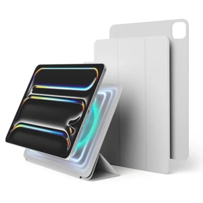 Afbeelding van elago Magnetic Folio Case voor iPad Pro 11 inch Cover (M4) Achterplaat kan worden bevestigd aan metalen materialen, Wake/Sleep functie, Compatibel met Apple Pencil 2 (Lichtgrijs)