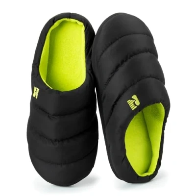 Afbeelding van RockDove herenpantoffels met traagschuim, model Campground, Zwart en limoen, 42/43 EU