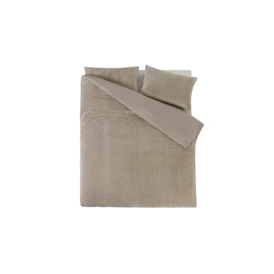 Afbeelding van Sleeptime Teddy Chevron Dekbedovertrek Eenpersoons 140X200/220 + 1 x kussensloop 60x70 Taupe