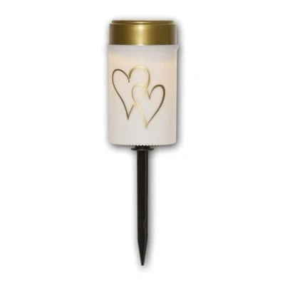 Afbeelding van STAR TRADING LED grondspies lamp Hartig, wit/goud 12 cm kunststof
