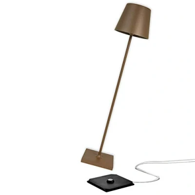 Afbeelding van Zafferano Poldina Pro XXL Vloerlamp Oplaadbare Buitenlamp Roest Bruin IP54 Spatwaterdicht Staande Lamp Verstelbaar 69 tot 150 cm Snoerloos Dimbare LED Tuinlamp Ø 28
