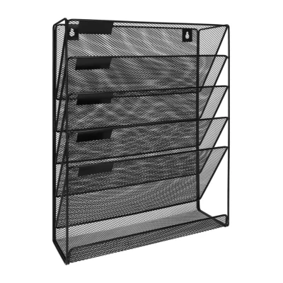 Afbeelding van QUVIO Tijdschriftenhouder wand met 5 lagen 32,5 x 10,5 40,5 Mesh Zwart