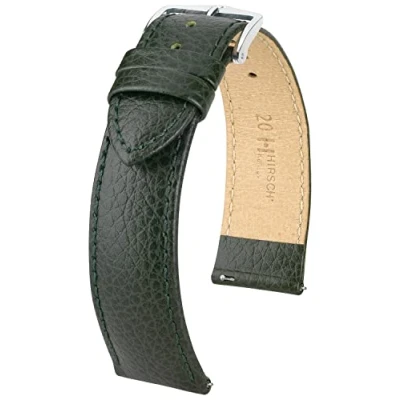 Afbeelding van HIRSCH Uhren Armband Kansas echte kalfsleer Buffalo in reliëf voor dames en heren Groen 20 mm