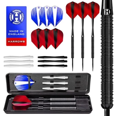 Afbeelding van Harrows Kaliber dartset, zwart, professionele wolfraam dartpijlen, 16 stuks, met dartetui, alle gewichten, incl. 24 g darts en 26 dartpijlen I (24, gram)
