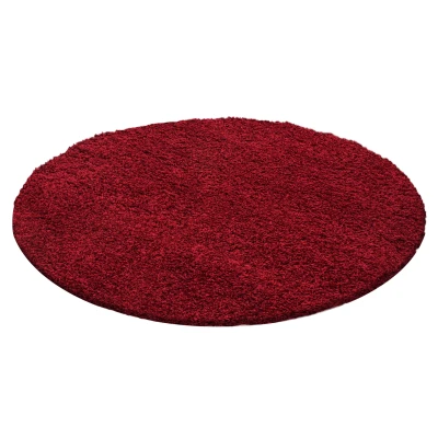 Afbeelding van Basic Shaggy vloerkleed Rood Hoogpolig 160 cm rond