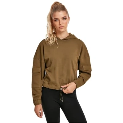 Afbeelding van Urban Classics Short Worker Hoodie, Dames, Maat: 3XL, Summerolive