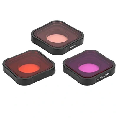 Afbeelding van 3 In1 Camerafilterlens Duikfilterset, Rood/roze/paars Lensfilter, Optische Glazen Lens Onderwaterduikfilterset Beschermhoes, voor Go Pro Hero 9
