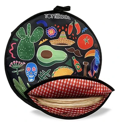 Afbeelding van Tortillada 30 cm Tortilla Warmer/Warmte Container magnetron Gemaakt van Katoen/Polyester (Zwart)