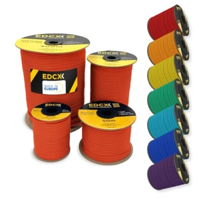 Afbeelding van EDCX 4mm Nylon Paracord 550 30m (100 voet) Type III, 100% Touw, 7 Strand Touw in Effen Kleuren (Sofit Orange, 30 m)
