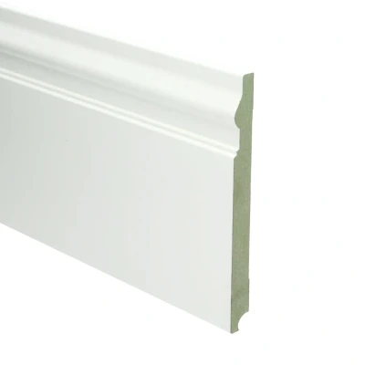 Afbeelding van Overschilderbaar MDF Renaissance plint 190x18 wit gegrond