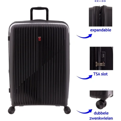 Afbeelding van Gladiator Calypso Grote Expandable Koffer met TSA slot 73 cm 93/104 liter Zwart