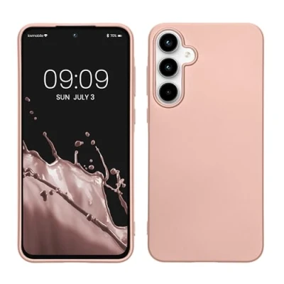 Afbeelding van kwmobile telefoonhoesje geschikt voor Samsung Galaxy A55 5G Hoesje smartphone Back cover in metallic roségoud