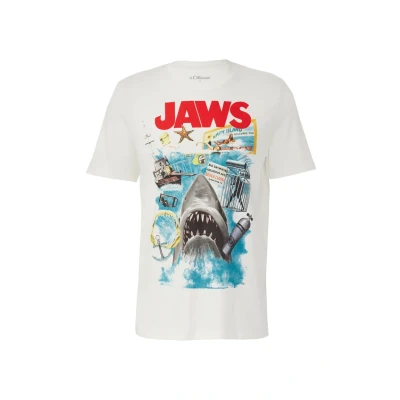 Afbeelding van s.Oliver MIT JAWS Tshirt print, Heren, Maat: XXL, Weiß
