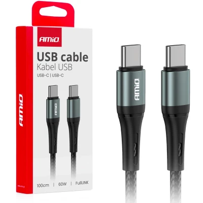 Afbeelding van AMiO USB C naar Kabel 60W 100cm FullLINK Oplaadkabel Snoer Hoogwaardige Snellader
