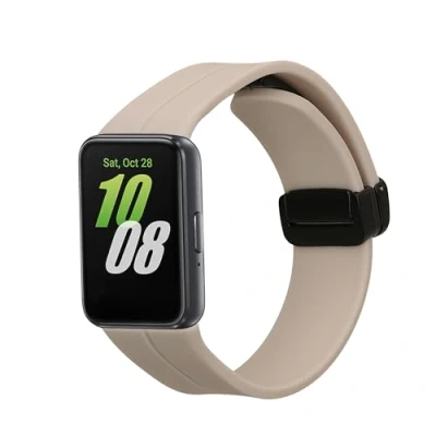 Afbeelding van kwmobile horlogebandje geschikt voor Samsung Galaxy Fit 3 polsband Smartwatch bandje van TPU Activity tracker horloge band in beige