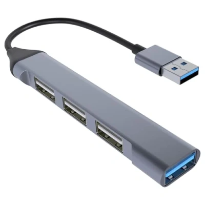 Afbeelding van MMOBIEL USB 3.0 Hub Splitter 4 Poorten 5 Gbps Super Speed Data A aansluiting Opladen Grijs