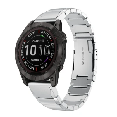 Afbeelding van Stainless steel schakelband Zilver Garmin Fenix 7X / 6X 5X