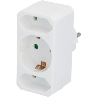 Afbeelding van UNITEC Schuko/Euro adapter 1xSchuko 2xEuro wit, klein