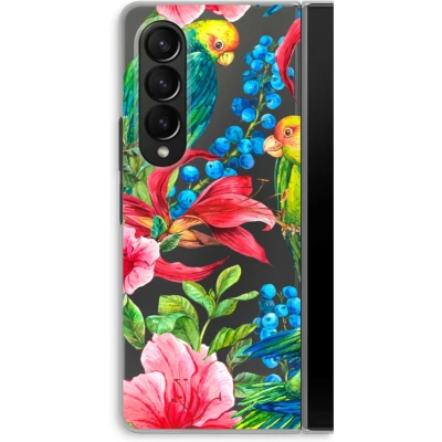 Afbeelding van Case Company® hoesje geschikt voor Samsung Galaxy Z Fold4 Papegaaien Soft Cover Telefoonhoesje Bescherming aan alle Kanten en Schermrand
