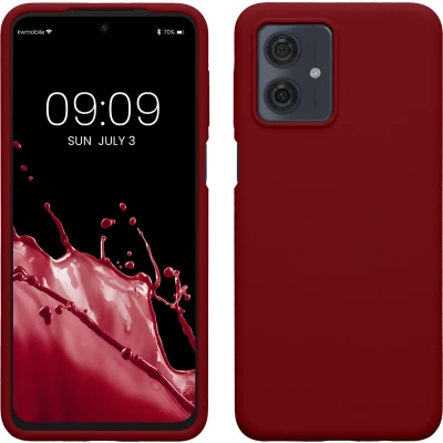 Afbeelding van kwmobile telefoonhoesje geschikt voor Motorola Moto G54 5G Hoesje met siliconen coating Smartphone case in rabarber rood