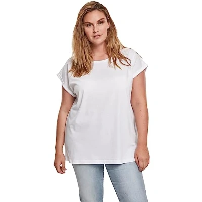 Afbeelding van Urban Classics Extended Shoulder TEE Tshirt basic, Dames, Maat: Large, White
