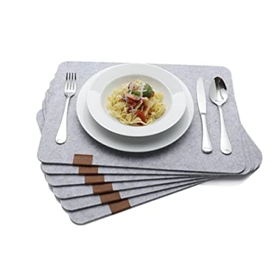 Afbeelding van Hoogwaardige placemat van vilt, set 6 stuks, antraciet, afwasbaar, 44 x 32 cm, tafelonderzetters, placemats, wasbaar, onderzetterset, tafelonderlegger, stuff