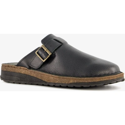 Afbeelding van Hush Puppies leren heren pantoffels zwart Maat 41 Sloffen