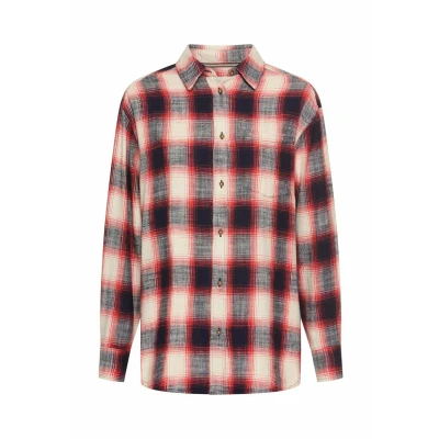 Afbeelding van camel active MIT Brusttasche Overhemdblouse, Dames, Maat: Medium, Flame check