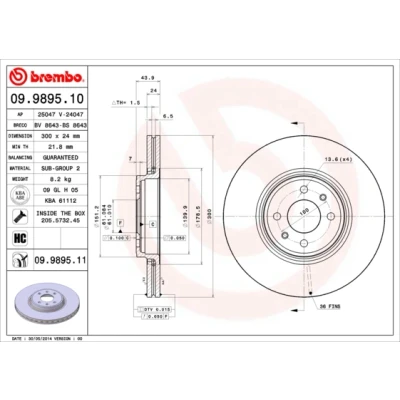 Afbeelding van Brembo Remschijf 09.9895.11
