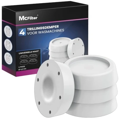 Afbeelding van McFilter 4 trillingsdempers voor wasmachines en drogers Universele trillingsdemper compatibel met Bosch, Siemens, AEG Antislip wasmachinemat wit