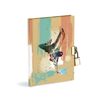 Afbeelding van Mareli Geheim dagboek 14,5 x 18,5 cm BreakDance met metalen slot en 2 sleutels, blauw beige