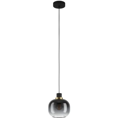 Afbeelding van EGLO Oilella Hanglamp   E27   19 cm  Smoke glas  Zwart/Geelkoper