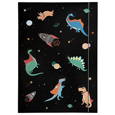 Afbeelding van folia 69015 A3 Hot Foil Space Dinos map, gemaakt van stevig karton met elastische band