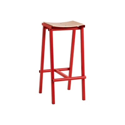 Afbeelding van Hay Taburete 8 Barkruk H75 Gelakt Eiken Signal Red