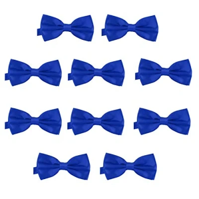 Afbeelding van 10 delige set DonDon heren vlinderdas 12 x 6 cm gestrikt en in lengte verstelbaar blauw